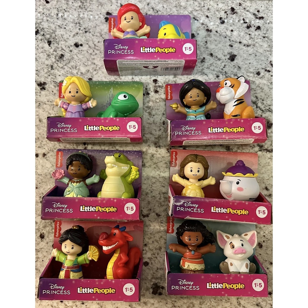 FIsherprice Little People lot of 7 Disney princess Mulan, Moana, Jasmine, Ariel